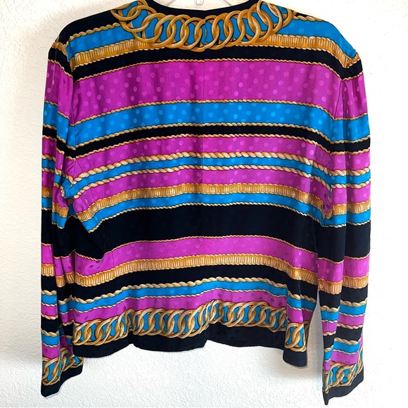 Adrianna Papell Vintage 100% Silk Baroque Print Jacket Sz 14 - Picture 10 of 13